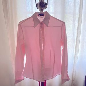 High-End Preppy Pink Cotton Button-Down Shirt--fits medium